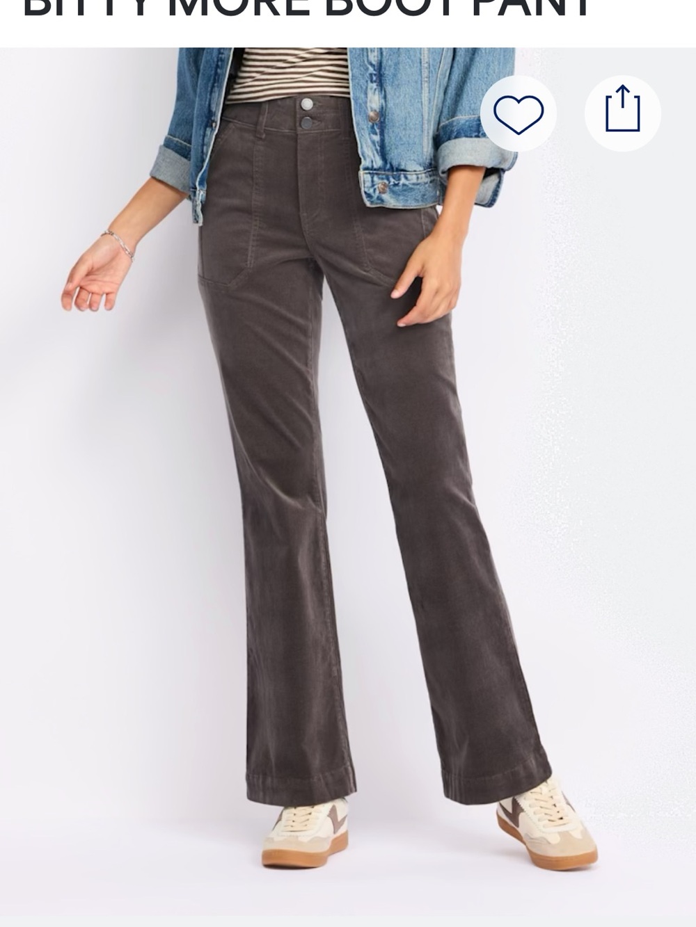 Women’s Charcoal Corduroy Boot Cut Pants